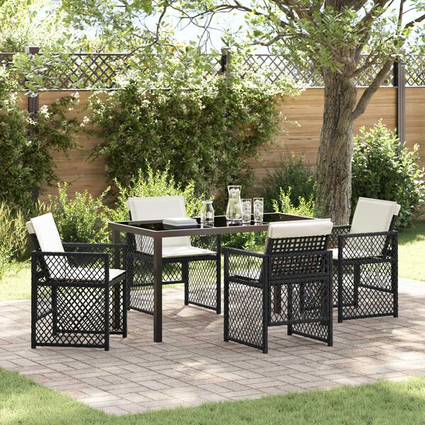 vidaXL Garten Essgruppe 5 pcs Schwarz Poly-Rattan