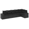 vidaXL 6-tlg. Garten-Sofagarnitur mit Kissen Schwarz Poly Rattan