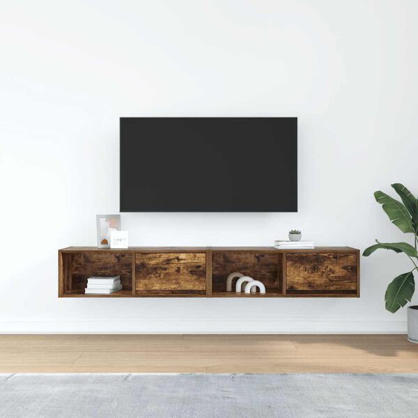 vidaXL TV-Schr&auml;nke 2 Stk. R&auml;uchereiche 80x31x25,5 cm Holzwerkstoff