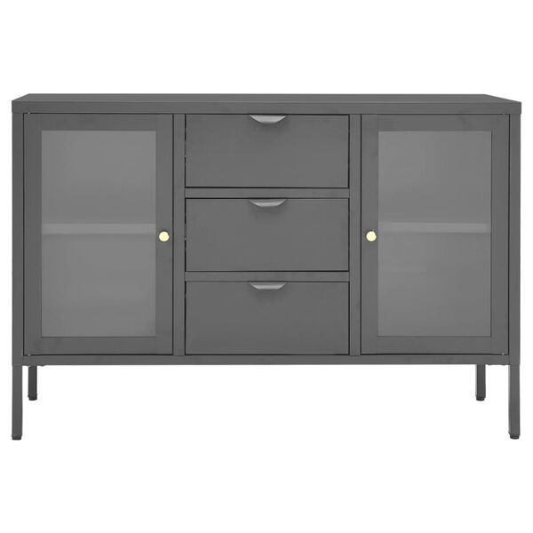 vidaXL Sideboard Anthrazit 105x35x70 cm Stahl und Hartglas