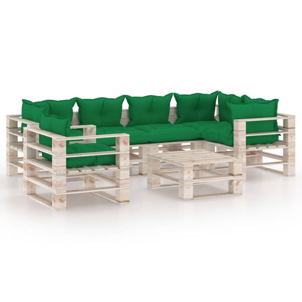 vidaXL 7-tlg. Garten-Lounge-Set aus Paletten mit Kissen Kiefernholz