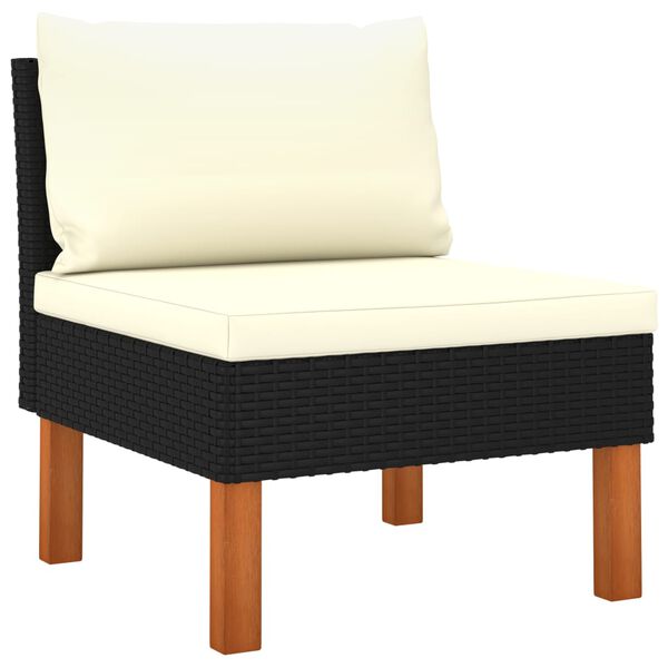 vidaXL 10-tlg. Garten-Lounge-Set Poly Rattan Eukalyptusholz Schwarz