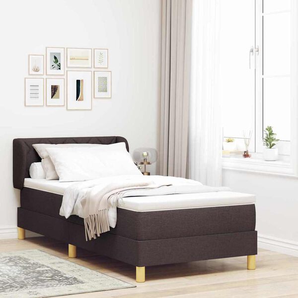 vidaXL Boxspringbett mit Matratze Dunkelbraun 100 x 200 cm Stoff
