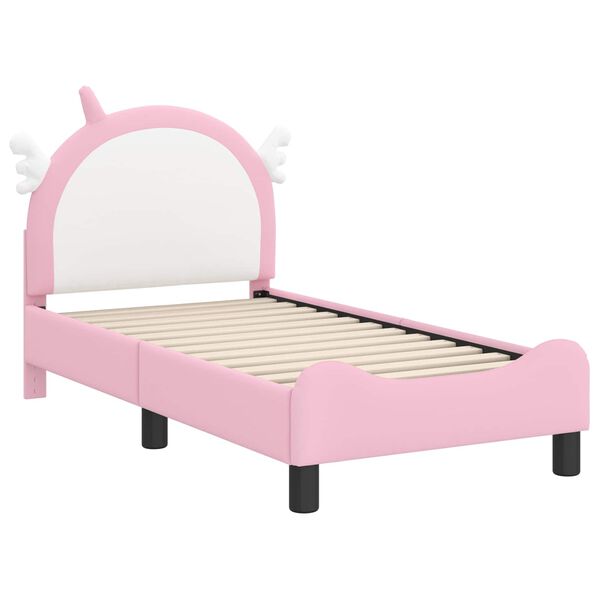 vidaXL Kinderbettgestell mit Kopfteil mit Kopfteil Rosa 70 x 140 cm PU