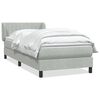 vidaXL Boxspringbett mit Matratze Hellgrau 100x220 cm Samt
