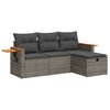 vidaXL 4-tlg. Garten-Sofagarnitur mit Kissen Grau Poly Rattan