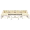 vidaXL 7-tlg. Garten-Lounge-Set Paletten mit Kissen in Creme Holz