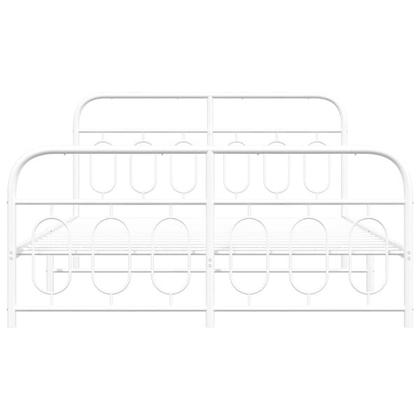 vidaXL Bettgestell mit Kopf- und Fu&szlig;teil Metall Wei&szlig; 150x200 cm