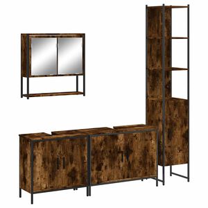 vidaXL 4-tlg. Badm&ouml;bel-Set R&auml;uchereiche Holzwerkstoff