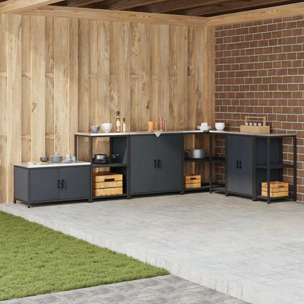 vidaXL K&uuml;chenaufbewahrung mit Regal Anthrazit 60 x 50 x 92 cm Stahl