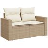 vidaXL 7-tlg. Garten-Sofagarnitur mit Kissen Beige Poly Rattan