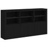 vidaXL Sideboard mit LED-Leuchten Schwarz 181,5x37x100 cm