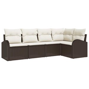 vidaXL Sofa Set mit Kissen 5 pcs Braun Polyester