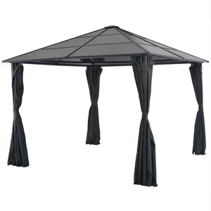 vidaXL Gartenpavillon mit Vorhang Aluminium 3&times;3 m Schwarz