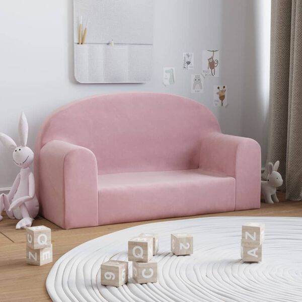 vidaXL Kindersofa 2-Sitzer Rosa Weich Pl&uuml;sch
