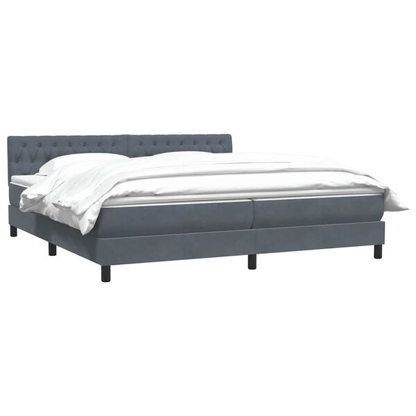 vidaXL Boxspringbett mit Matratze Dunkelgrau 180x210 cm Samt