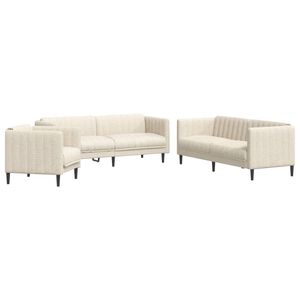 vidaXL 3-tlg. Sofagarnitur Creme Stoff