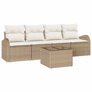 vidaXL Gartensofa-set 5 stk. 4-Sitzer Beige und Creme Poly-Rattan