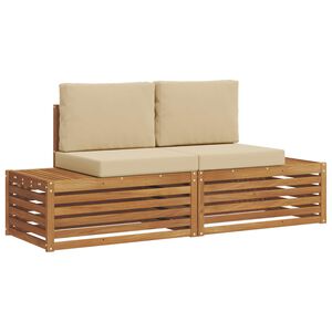 vidaXL Outdoor-Sofagarnitur mit Kissen 2 St&uuml;ck Natur und Beige