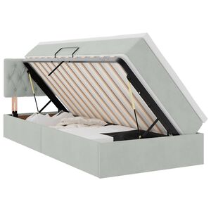vidaXL Bett mit Stauraum und LED mit LED Hellgrau 90 x 200 cm Samt