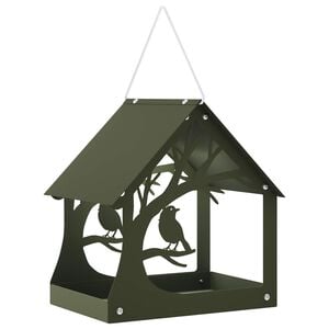 vidaXL H&auml;ngendes Vogelfutterhaus Stahl Olivgr&uuml;n