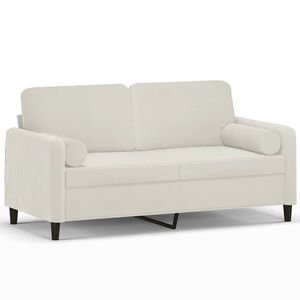vidaXL 2-Sitzer-Sofa mit Zierkissen Creme 140 cm Samt