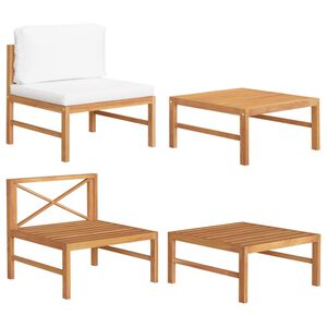 vidaXL 2-tlg. Garten-Lounge-Set mit Creme Kissen Teakholz
