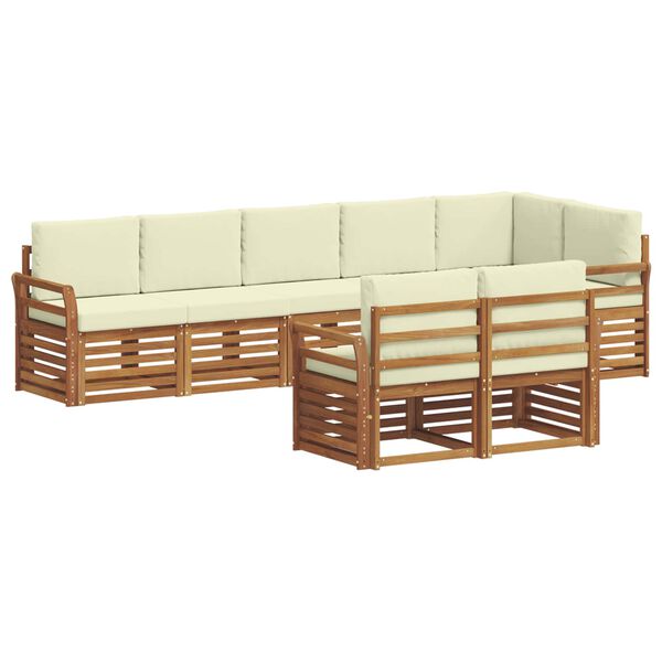 vidaXL Sofagarnituren 8 pcs Natur und Creme Massivholz Akazie
