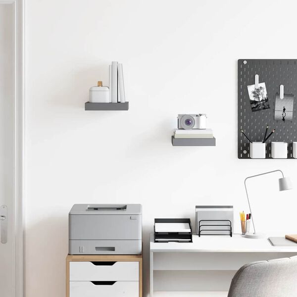 vidaXL Schweberegale 2 Stk. Hochglanz-Grau 23x23,5x3,8 cm MDF