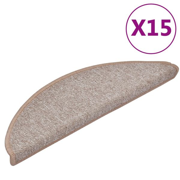 vidaXL Stufenmatten 15 Stk. 56x17x3 cm Hellbraun Halbrund