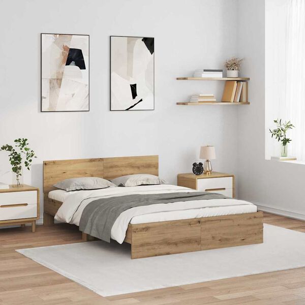 vidaXL Bettrahmen Artisan-Eiche 120 x 190 cm Holzwerkstoff
