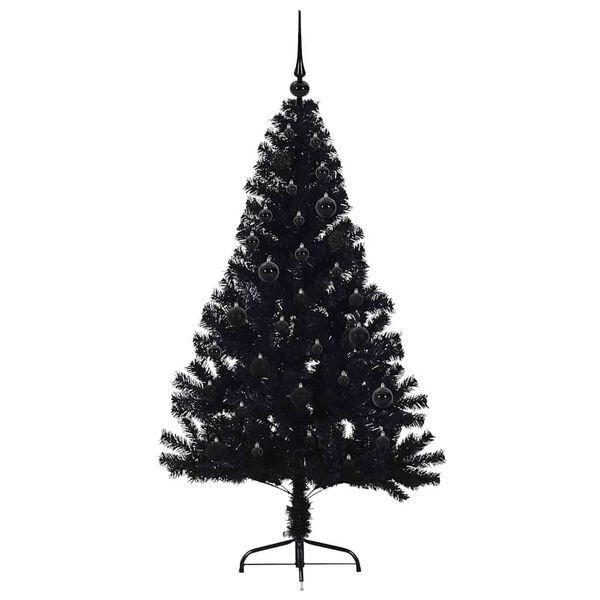 vidaXL Künstlicher vorbeleuchteter Weihnachtsbaum Schwarz 150 cm PVC