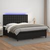 vidaXL Boxspringbett mit Matratze & LED Schwarz 180x200 cm Kunstleder
