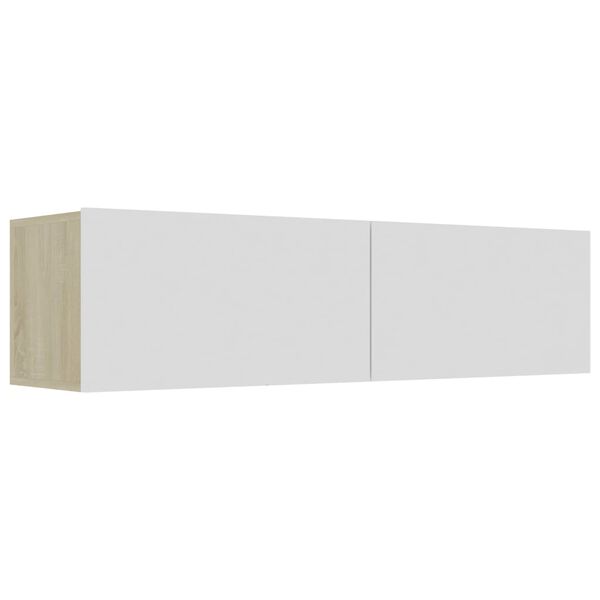 vidaXL TV-Schrank Wei&szlig; und Sonoma-Eiche 120x30x30 cm Holzwerkstoff