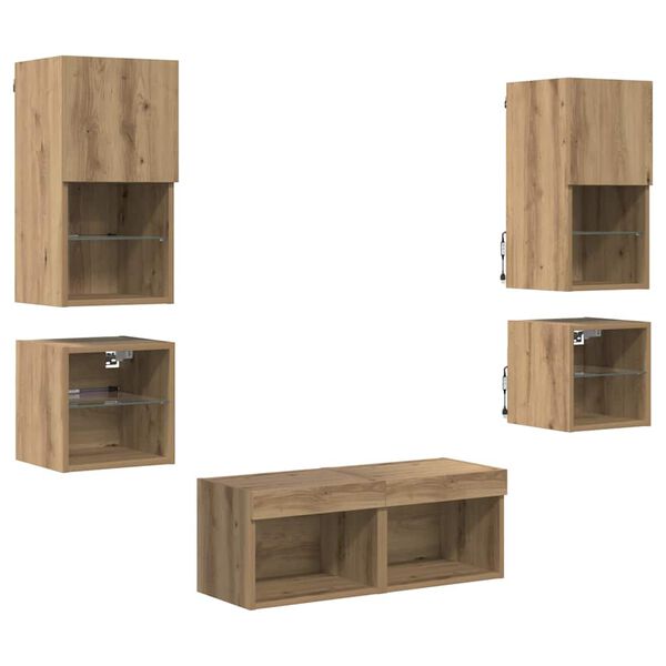 vidaXL TV-Wandger&auml;te 8 pcs Artisan-Eiche Holzwerkstoff