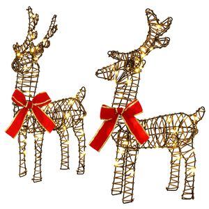 vidaXL 3D Weihnachtsrentier LOVIISA 2 stk. 80 LEDs Warmes Wei&szlig;