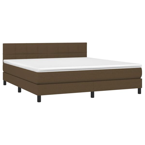 vidaXL Boxspringbett mit Matratze & LED Dunkelbraun 160x200 cm Stoff