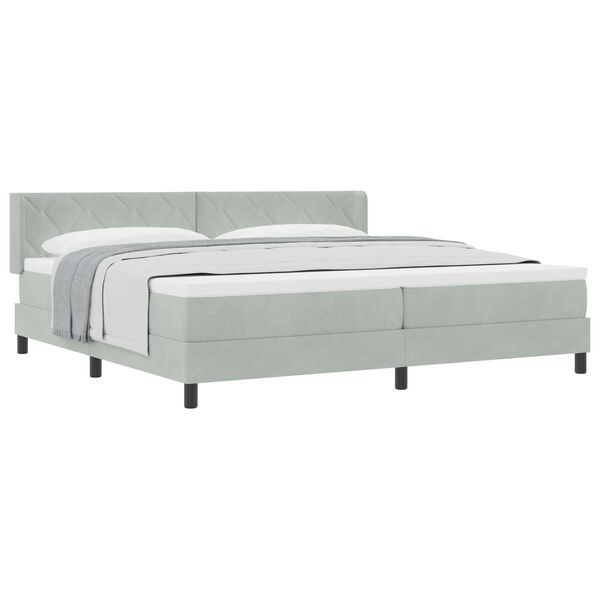 vidaXL Boxspringbett mit Matratze Hellgrau 200 x 200 cm Polyester