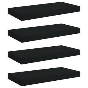 vidaXL Schweberegale 4 Stk. Schwarz 50x23x3,8 cm MDF