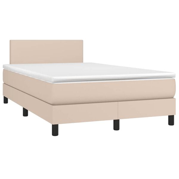 vidaXL Boxspringbett mit Matratze & LED Cappuccino-Braun 120x190 cm