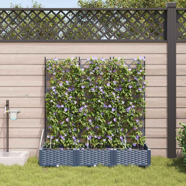 vidaXL Garten-Pflanzgef&auml;&szlig; 3 pcs Grau 120 x 40 x 126 cm Kunststoff