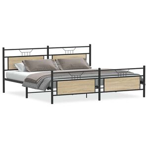 vidaXL Metallbett ohne Matratze Sonoma-Eiche 193x203 cm