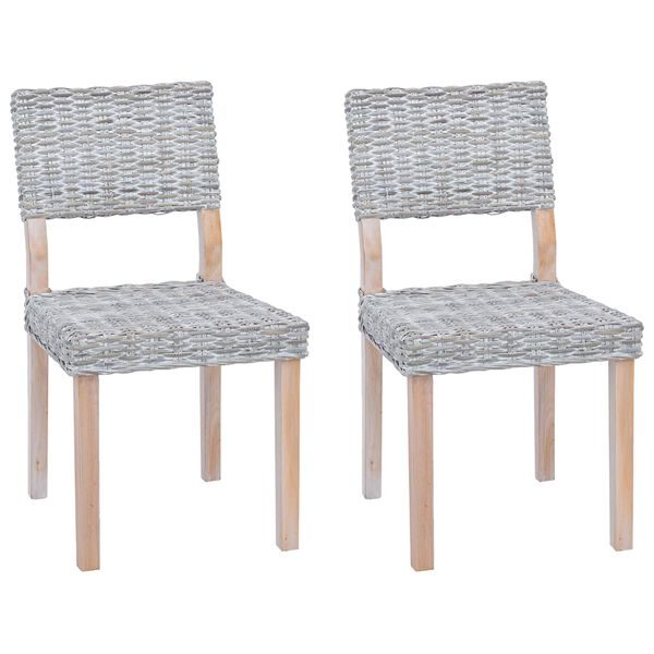 vidaXL Esszimmerstuhl 2 pcs Wei&szlig; gewaschen 46 x 55 x 84 cm Kubu Rattan