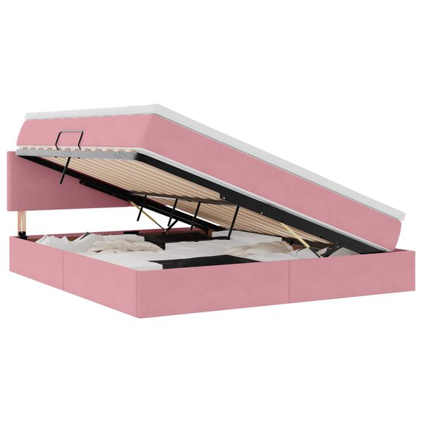 vidaXL Bett mit Stauraum und LED mit Matratze Rosa 180 x 200 cm Samt