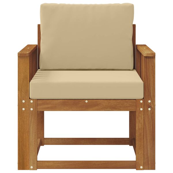 vidaXL Outdoor-Sofa Massives Akazienholz und Polyester Natur