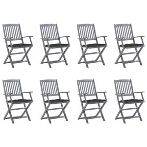 vidaXL Klappbare Gartenst&uuml;hle 8 Stk. mit Kissen Massivholz Akazie