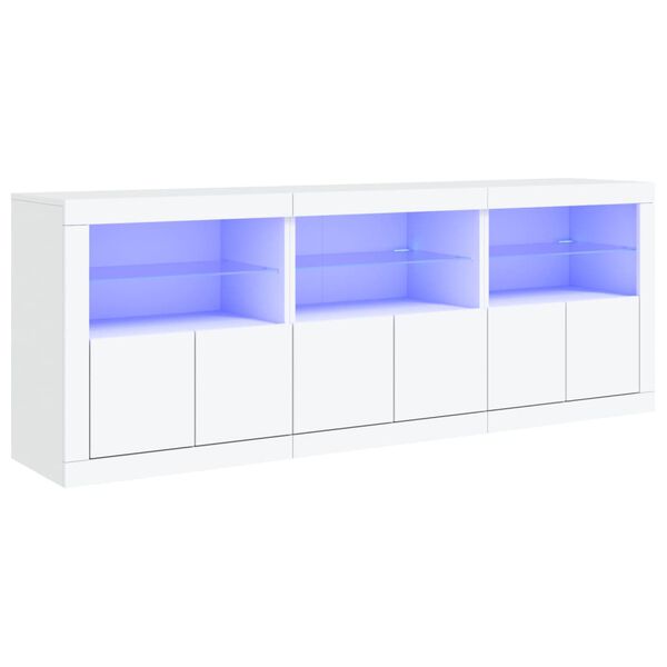 vidaXL Sideboard mit LED-Leuchten Wei&szlig; 181,5x37x67 cm
