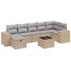 vidaXL 8-tlg. Garten-Sofagarnitur mit Kissen Beige Poly Rattan