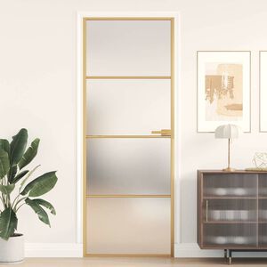 vidaXL Innent&uuml;r Schlank Golden 76x201,5 cm Hartglas und Aluminium