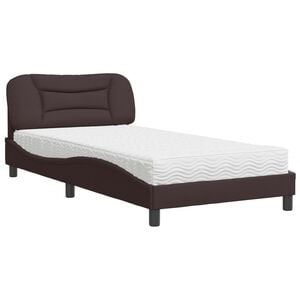 vidaXL Bett mit Matratze "Hvar" Dunkelbraun 100x200 cm Stoff